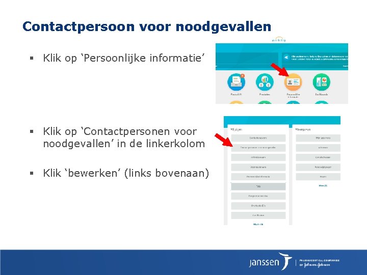 Contactpersoon voor noodgevallen § Klik op ‘Persoonlijke informatie’ § Klik op ‘Contactpersonen voor noodgevallen’ Contactpersoon voor noodgevallen § Klik op ‘Persoonlijke informatie’ § Klik op ‘Contactpersonen voor noodgevallen’