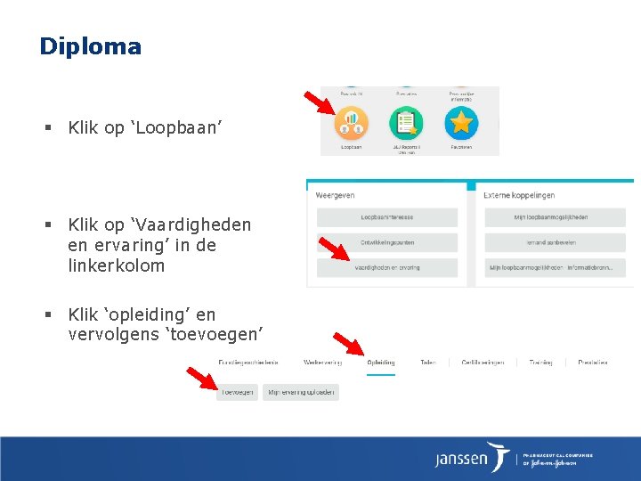 Diploma § Klik op ‘Loopbaan’ § Klik op ‘Vaardigheden en ervaring’ in de linkerkolom Diploma § Klik op ‘Loopbaan’ § Klik op ‘Vaardigheden en ervaring’ in de linkerkolom