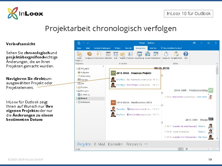 Seite 19 In. Loox 10 für Outlook Projektarbeit chronologisch verfolgen Verlaufsansicht Sehen Sie chronologisch Seite 19 In. Loox 10 für Outlook Projektarbeit chronologisch verfolgen Verlaufsansicht Sehen Sie chronologisch