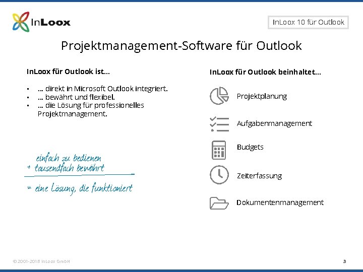 Seite 3 In. Loox 10 für Outlook Projektmanagement-Software für Outlook In. Loox für Outlook Seite 3 In. Loox 10 für Outlook Projektmanagement-Software für Outlook In. Loox für Outlook
