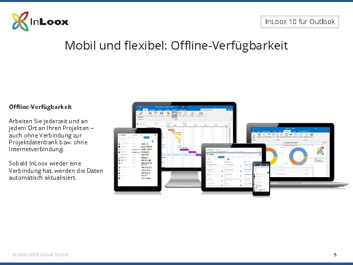 Seite 5 In. Loox 10 für Outlook Mobil und flexibel: Offline-Verfügbarkeit Arbeiten Sie jederzeit Seite 5 In. Loox 10 für Outlook Mobil und flexibel: Offline-Verfügbarkeit Arbeiten Sie jederzeit