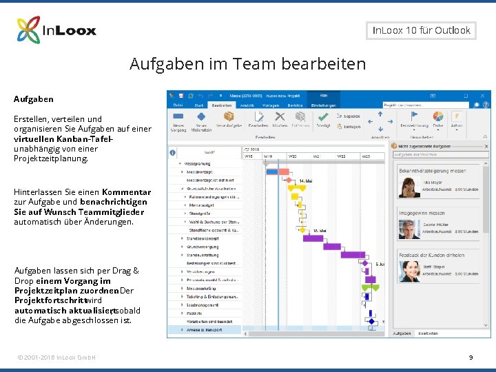 Seite 9 In. Loox 10 für Outlook Aufgaben im Team bearbeiten Aufgaben Erstellen, verteilen