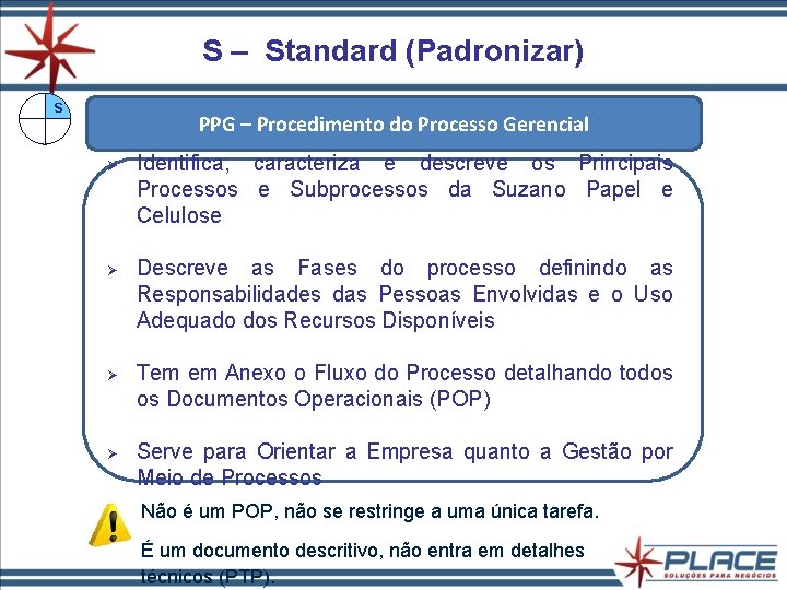 S – Standard (Padronizar) S PPG – Procedimento do Processo Gerencial Ø Ø Identifica, S – Standard (Padronizar) S PPG – Procedimento do Processo Gerencial Ø Ø Identifica,