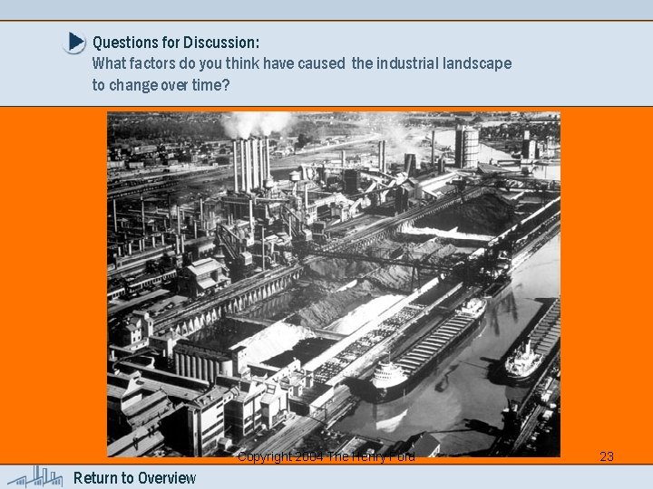 Questions for Discussion: What factors do you think have caused the industrial landscape to