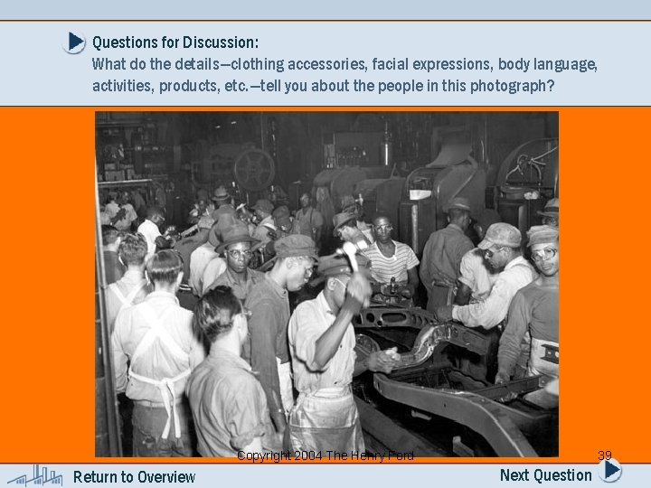 Questions for Discussion: What do the details—clothing accessories, facial expressions, body language, activities, products,