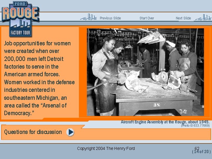 Previous Slide Start Over Next Slide Job opportunities for women were created when over