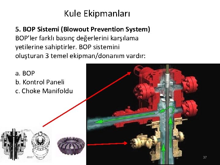 Kule Ekipmanları 5. BOP Sistemi (Blowout Prevention System) BOP’ler farklı basınç değerlerini karşılama yetilerine