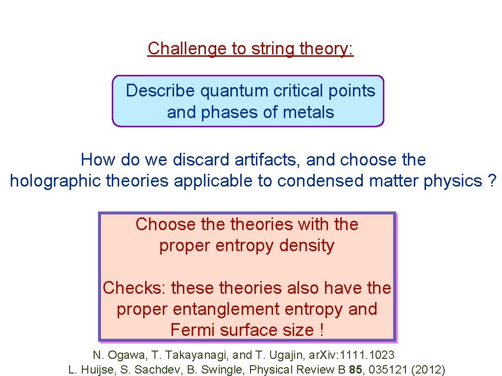 Challenge to string theory: Describe quantum critical points and phases of metals How do