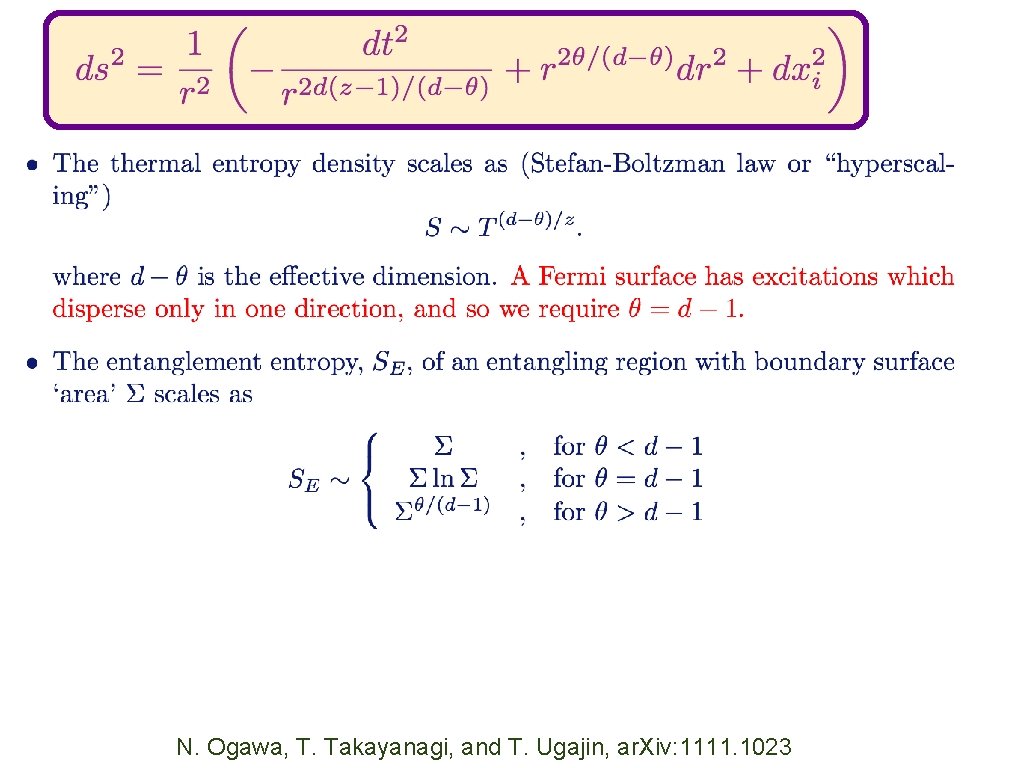 N. Ogawa, T. Takayanagi, and T. Ugajin, ar. Xiv: 1111. 1023 