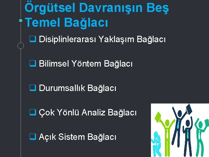 Örgütsel Davranışın Beş Temel Bağlacı q Disiplinlerarası Yaklaşım Bağlacı q Bilimsel Yöntem Bağlacı q