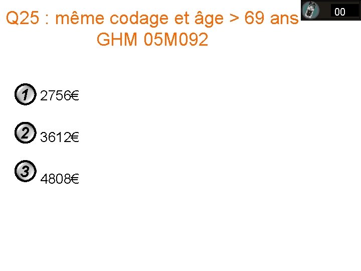 Q 25 : même codage et âge > 69 ans GHM 05 M 092 Q 25 : même codage et âge > 69 ans GHM 05 M 092