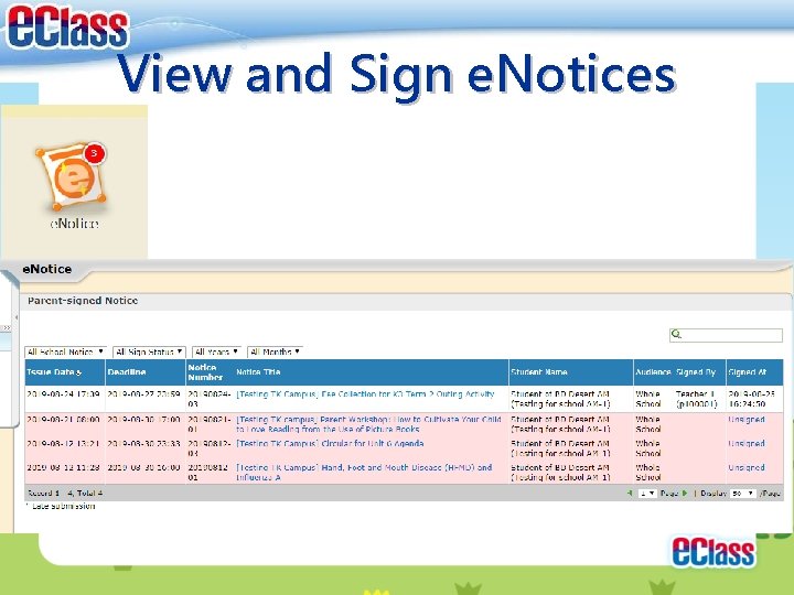 View and Sign e. Notices View and Sign e. Notices