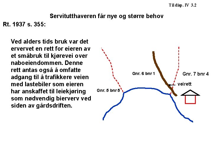 Til disp. IV 3. 2 Servitutthaveren får nye og større behov Rt. 1937 s.