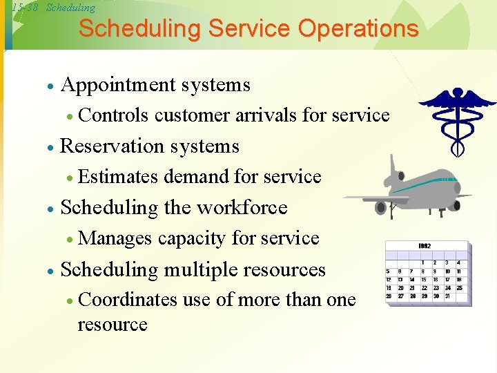 15 -38 Scheduling Service Operations · Appointment systems · Controls · customer arrivals for