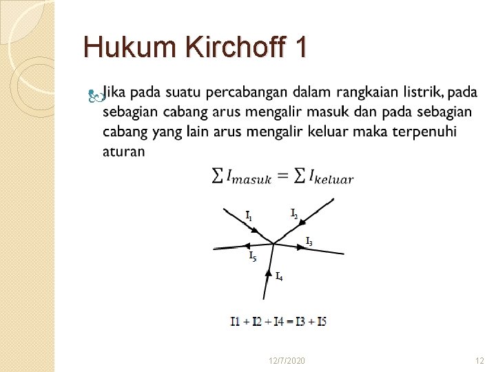 Hukum Kirchoff 1 12/7/2020 12 