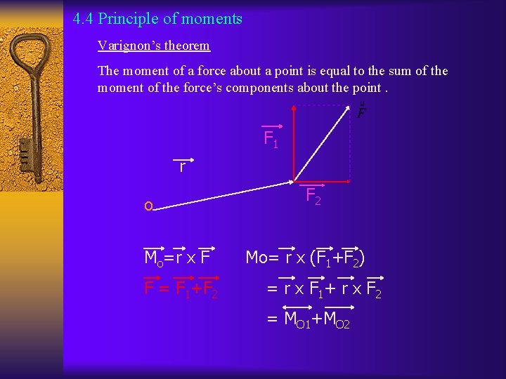 4. 4 Principle of moments Varignon’s theorem The moment of a force about a