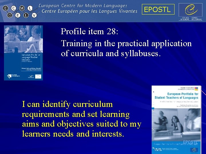 EPOSTL Profile item 28: Training in the practical application of curricula and syllabuses. I