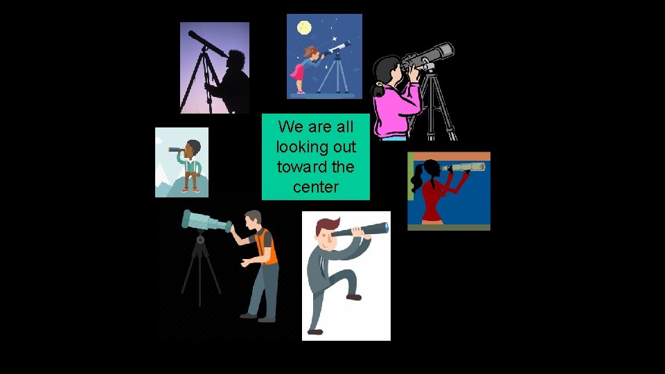 We are all looking out toward the center We are all looking out toward the center
