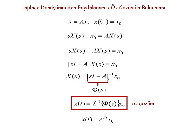 Laplace Dönüşümünden Faydalanarak Öz Çözümün Bulunması öz çözüm 