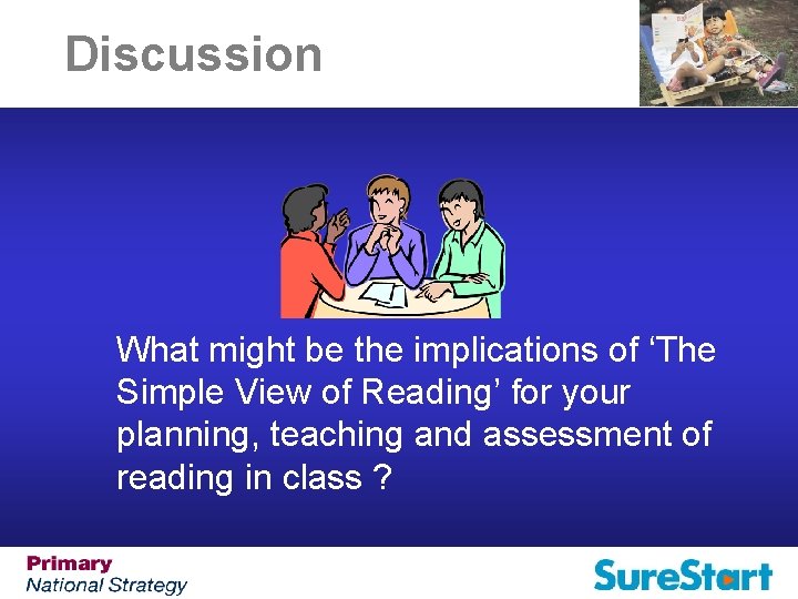 Discussion What might be the implications of ‘The Simple View of Reading’ for your