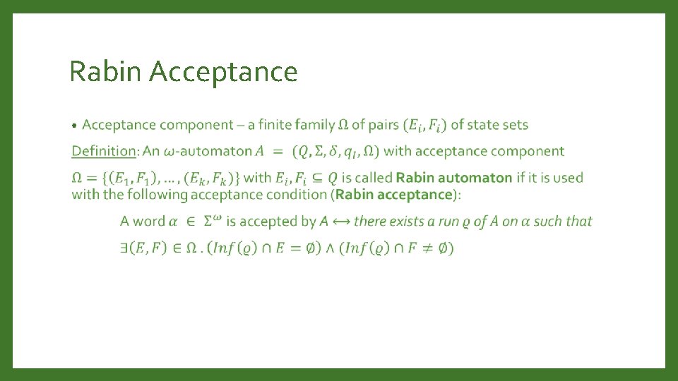 Rabin Acceptance • 