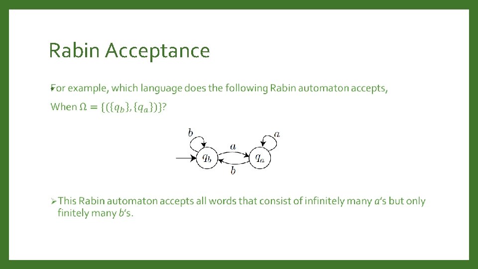 Rabin Acceptance • 
