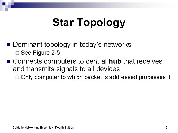 Star Topology n Dominant topology in today’s networks ¨ See n Figure 2 -5