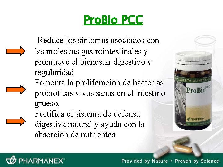 Pro. Bio PCC Reduce los síntomas asociados con las molestias gastrointestinales y promueve el