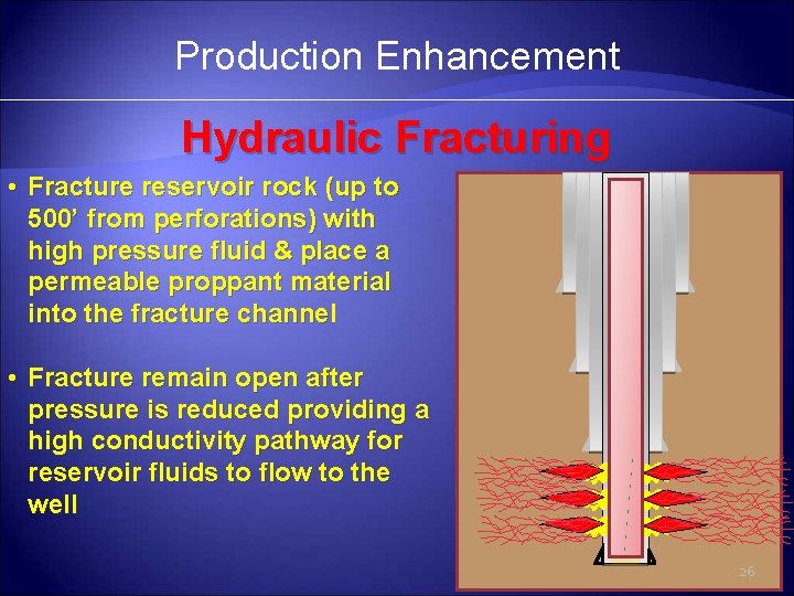 Production Enhancement Hydraulic Fracturing • Fracture reservoir rock (up to 500’ from perforations) with