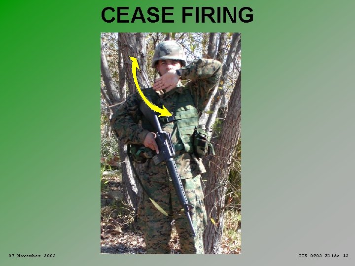 CEASE FIRING 07 November 2003 ICS 0903 Slide 13 