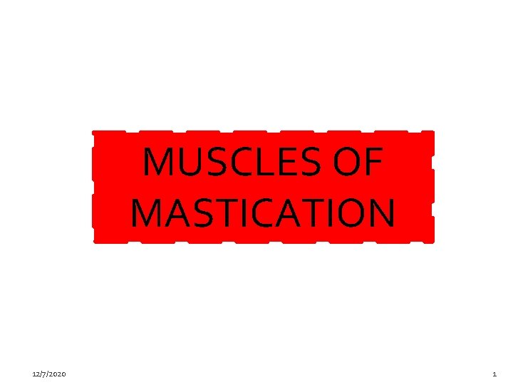 MUSCLES OF MASTICATION 12/7/2020 1 