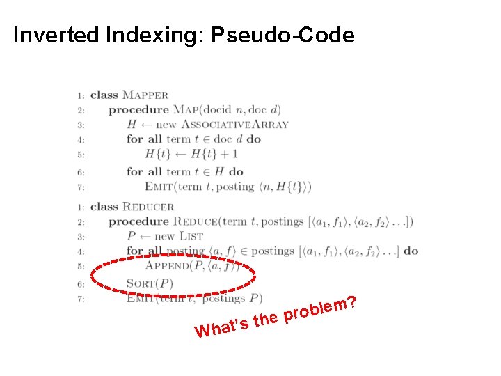 Inverted Indexing: Pseudo-Code s What’ th ? m e l b e pro 