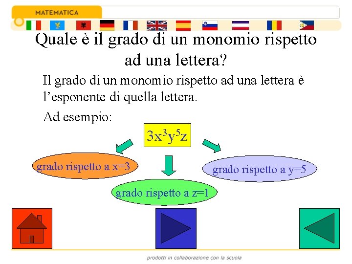Quale è il grado di un monomio rispetto ad una lettera? Il grado di