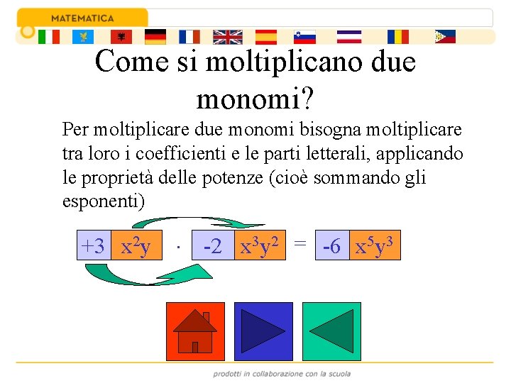 Come si moltiplicano due monomi? Per moltiplicare due monomi bisogna moltiplicare tra loro i