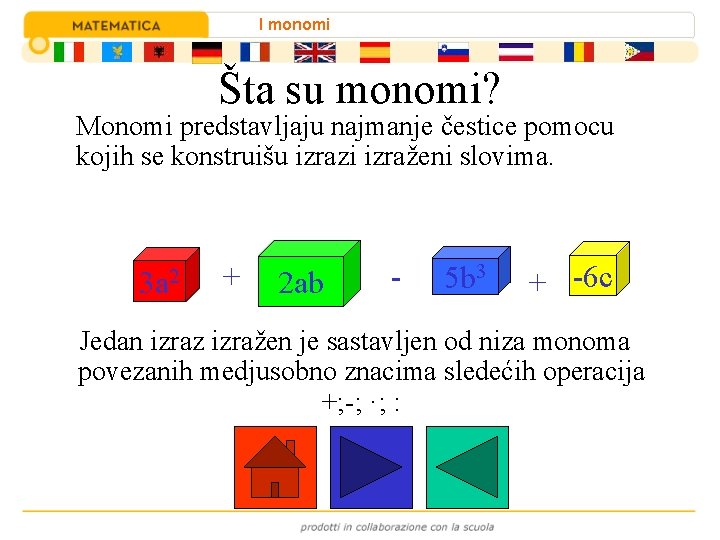I monomi Šta su monomi? Monomi predstavljaju najmanje čestice pomocu kojih se konstruišu izrazi