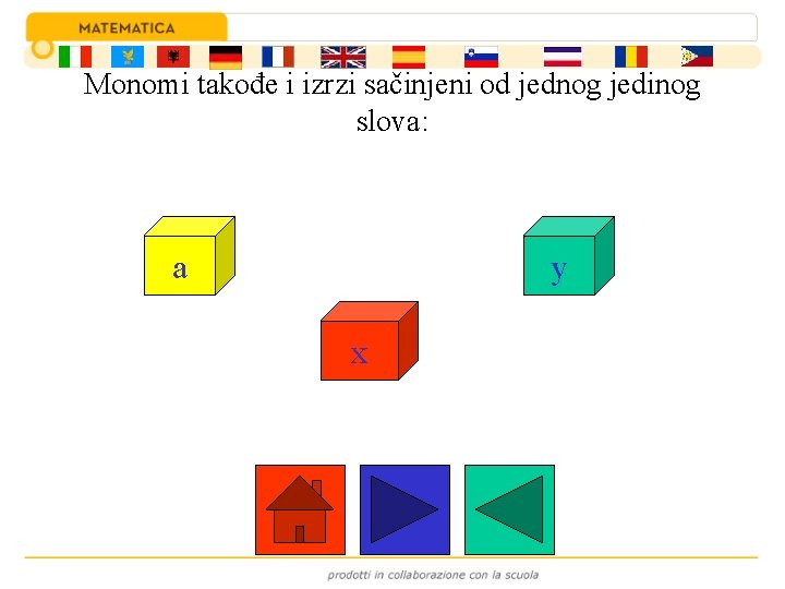 Monomi takođe i izrzi sačinjeni od jednog jedinog slova: a y x 
