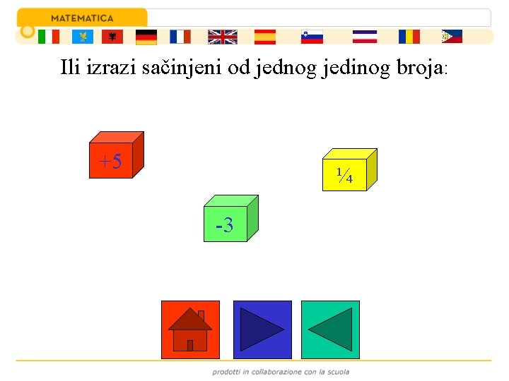 Ili izrazi sačinjeni od jednog jedinog broja: +5 ¼ -3 