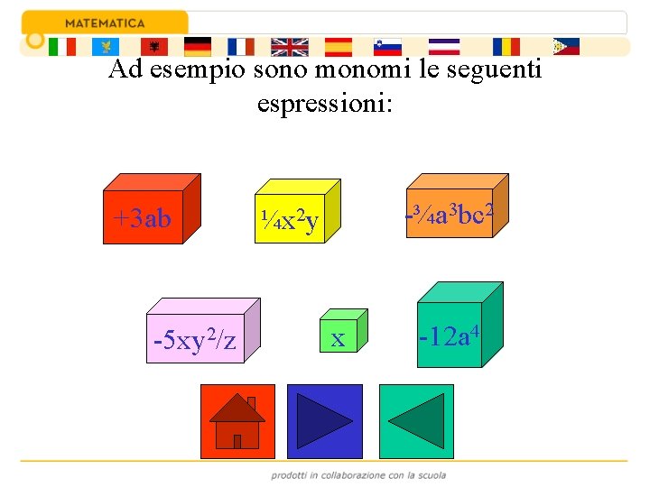 Ad esempio sono monomi le seguenti espressioni: +3 ab -5 xy 2/z -¾a 3