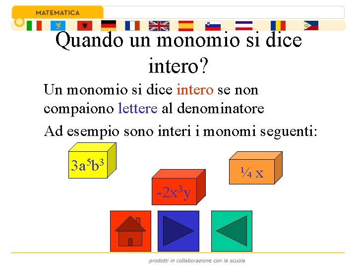 Quando un monomio si dice intero? Un monomio si dice intero se non compaiono