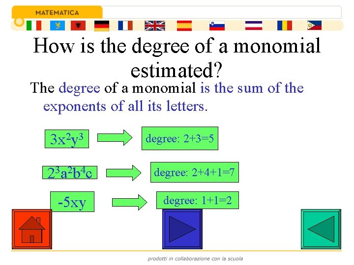 How is the degree of a monomial estimated? The degree of a monomial is