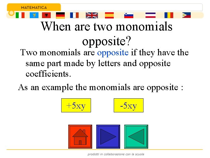 When are two monomials opposite? Two monomials are opposite if they have the same