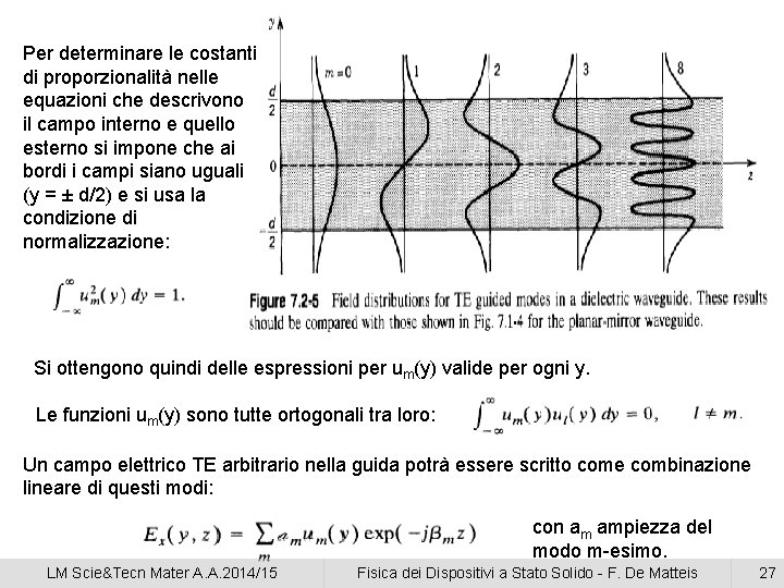 Per determinare le costanti di proporzionalità nelle equazioni che descrivono il campo interno e