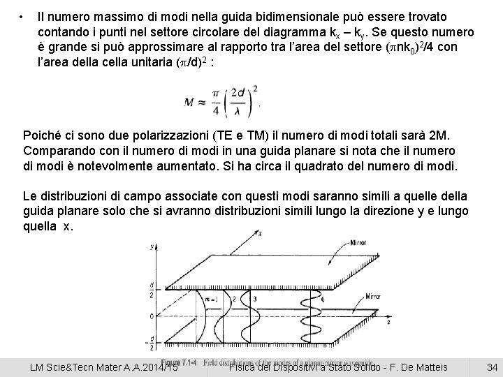  • Il numero massimo di modi nella guida bidimensionale può essere trovato contando