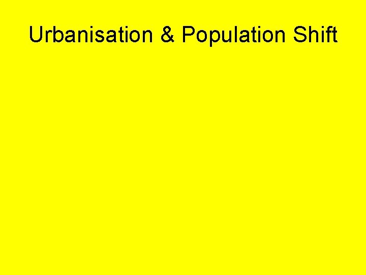 Urbanisation & Population Shift 