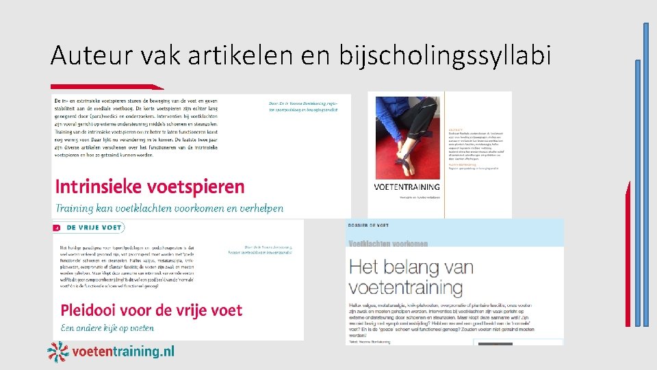 Auteur vak artikelen en bijscholingssyllabi Auteur vak artikelen en bijscholingssyllabi