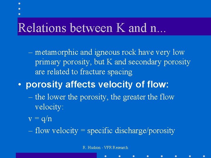 Relations between K and n. . . – metamorphic and igneous rock have very
