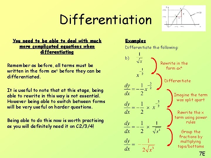 Differentiation You need to be able to deal with much more complicated equations when