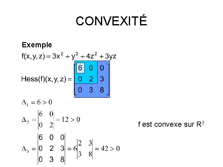 CONVEXITÉ Exemple f est convexe sur R 3 