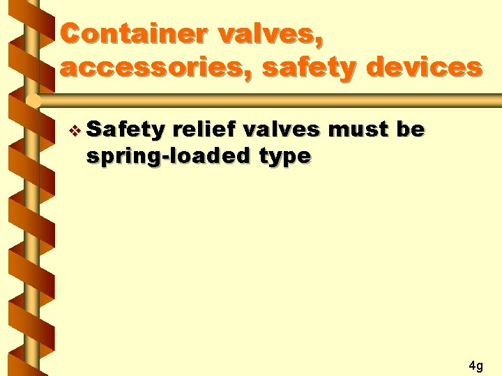 Container valves, accessories, safety devices v Safety relief valves must be spring-loaded type 4