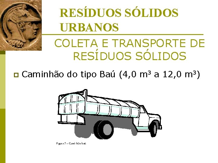 RESÍDUOS SÓLIDOS URBANOS COLETA E TRANSPORTE DE RESÍDUOS SÓLIDOS p Caminhão do tipo Baú